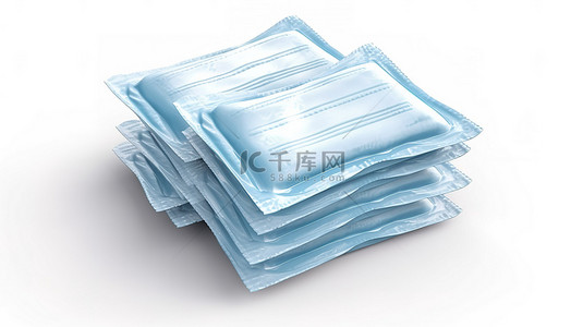 矢量湿巾背景图片_白色背景3D渲染湿抗菌消毒湿巾包