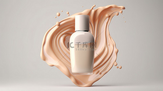 化妆品膏霜瓶背景图片_白色背景下皮肤粉底瓶的 3d 插图