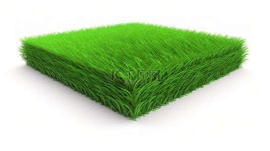 在白色背景上隔离的 3d 渲染中的绿色足球场