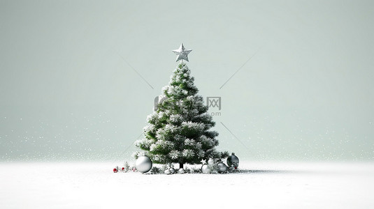 白色背景圣诞树的 3d 渲染