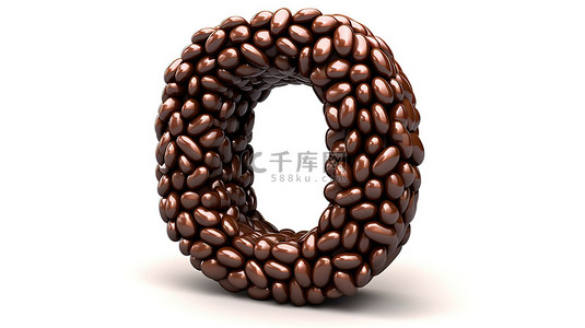 为字体背景图片_字母表词零的 3D 插图，带有巧克力涂层豆糖，形状为数字