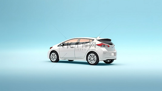 城市背背景图片_用于现代城市驾驶的增程白色电动掀背车的 3D 插图