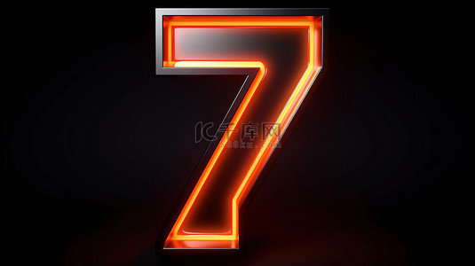 黑色背景隔离复古字母表 3d 数字 7 与剪切路径插图