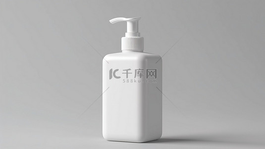 3D 渲染的灰色背景上用于洗手液的白色泵瓶的模型
