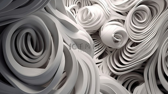 循环纸螺旋一个程式化的抽象 3d 渲染