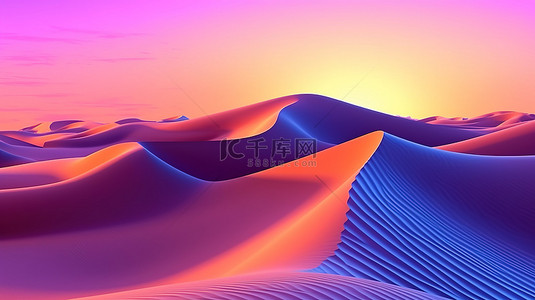 中东旅游背景图片_沙漠上令人惊叹的阿拉伯日落令人惊叹的 3D 光栅插图