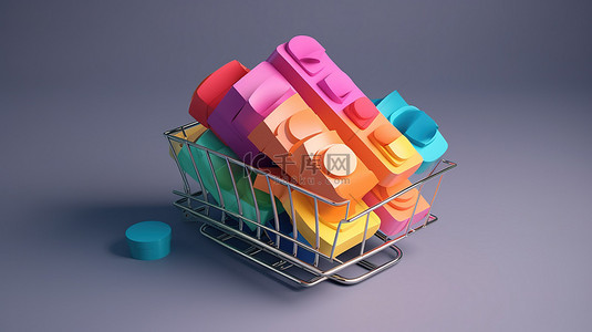 在线购物网页的调色板图标 3D 渲染插图