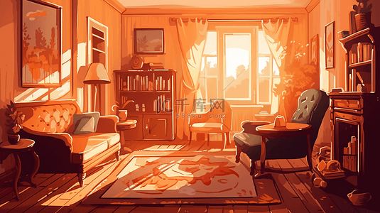 客厅橙色背景