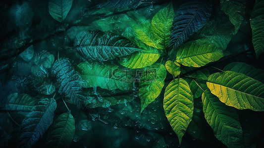 森林植物叶子背景图片_自然森林叶子绿色
