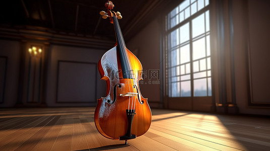 彩色背景音乐背景图片_传统低音提琴的 3d 渲染