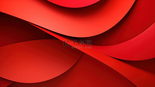 波浪纹剪纸背景图片_具有独特纹理的红色 3D 剪纸抽象背景