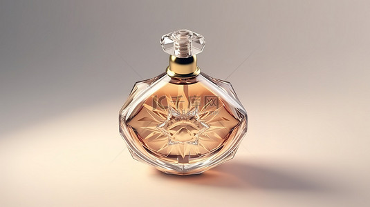 包装瓶展示样机背景图片_3D 渲染展示了精致香水瓶的令人惊叹的顶视图