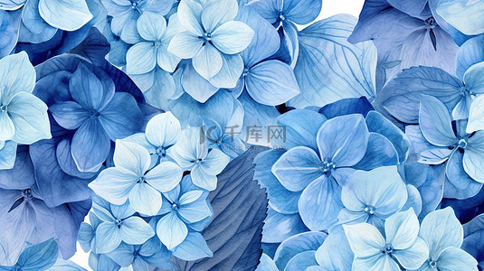 花精美背景图片_柔和飘逸水彩绣球花打印与 3D 纹理