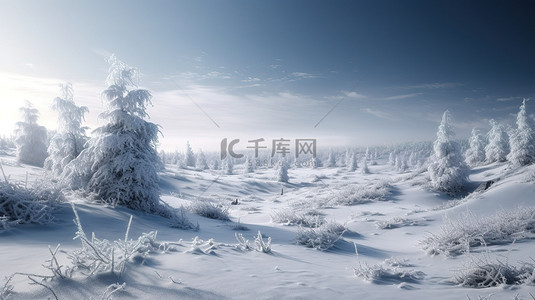 下雪背景图片_3D 冬季仙境 白雪覆盖的风景