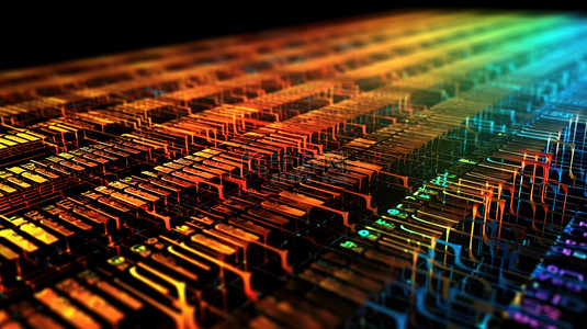 代码行的编程可视化 3D 渲染