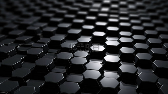 动态框背景图片_动态波蜂窝概念未来黑色六边形 3d 渲染