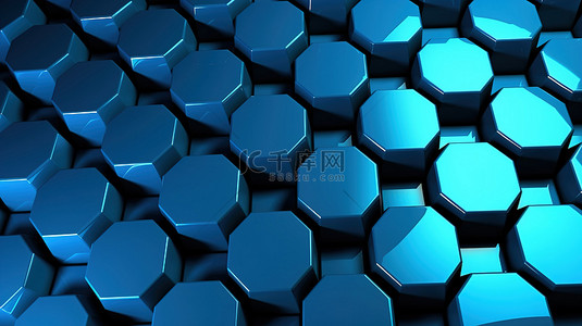 网字艺术字背景图片_六边形蓝色背景令人惊叹的 3D 设计