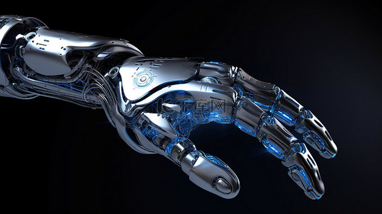 机器手和手背景图片_3d 渲染的机器人手穿着制服