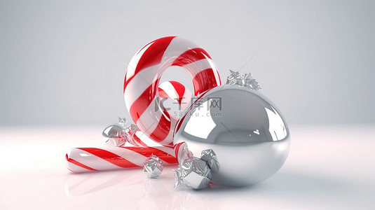 平台大背景图片_冬季仙境中的圣诞快乐，令人惊叹的大拐杖糖 3D 渲染