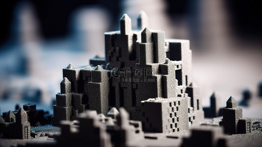 工业科技背景图片_粉末工业3D打印机生产的三维体积灰色物体