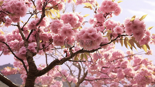 旅行粉色背景图片_开花树 樱花开花