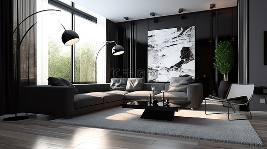 现代风格装饰背景图片_现代风格的现代客厅 3d 渲染