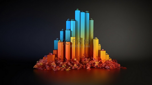 秋季直方图描绘负面结果 3d 渲染插图