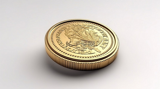 白色背景上欧元金币的 3D 渲染插图