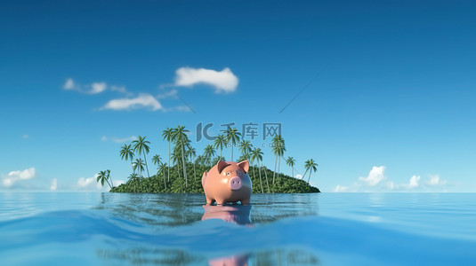 潘通亚金背景图片_3d 存钱罐渲染描绘的密克罗尼西亚经济正增长