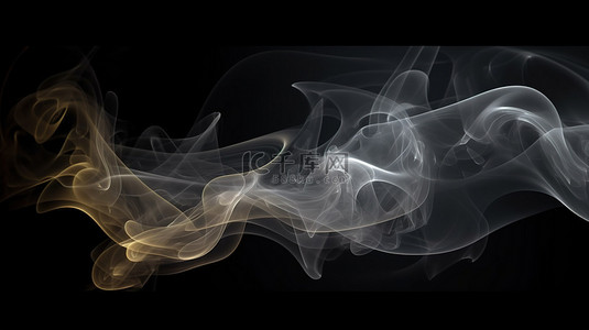 黑蓝烟雾背景图片_3D 渲染插图中的黑烟形成