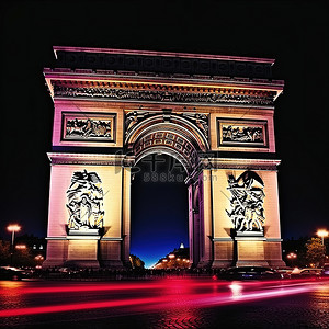 巴黎夜景背景图片_从巴黎之夜看凯旋门