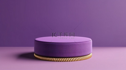 金色展台背景背景图片_3D 显示中带有金线装饰的豪华紫色纺织架的顶视图