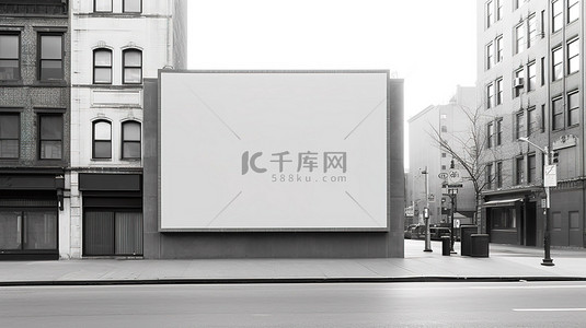广告插图背景图片_3D 渲染的白色街道广告牌模型，隔离用于广告目的