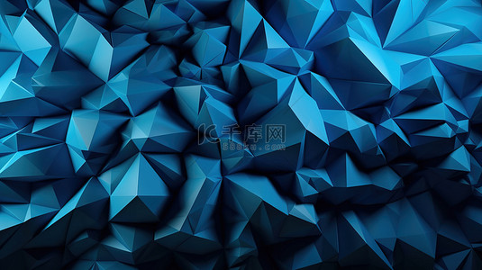 抽象多边形三角背景图片_三角形蓝色抽象背景 3d 渲染