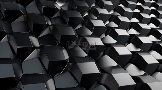 几何科技浅色背景图片_3D 渲染的未来派六边形抽象显示为黑色