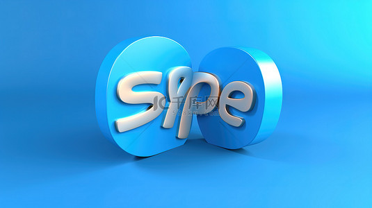 令人惊叹的蓝色背景中的 Skype 3D 徽标