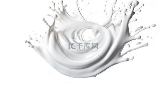 酸奶冰淇淋背景图片_溅牛奶和酸奶 3d 渲染白色螺旋喷射