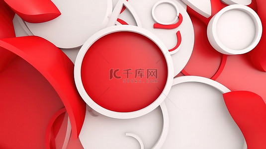 红色大标签背景图片_红色和白色销售横幅背景的 3d 插图