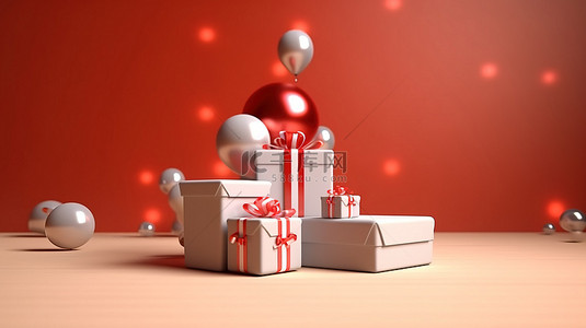 活动进行背景图片_用礼品盒和白皮书进行生日庆祝活动的 3D 渲染