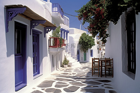 欧洲希腊背景图片_希腊克里特岛米科诺斯岛的传统建筑