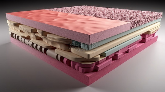 多层矫形床垫结构的 3D 渲染