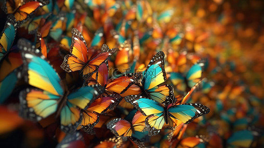 蝴蝶主题背景的 3D 渲染