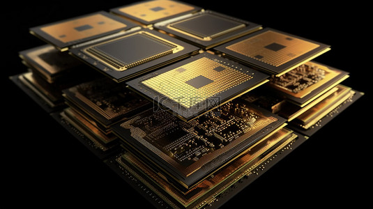 3D 渲染中的 CPU 或微芯片堆栈