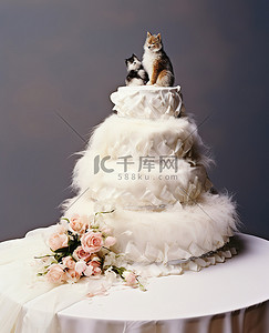 一对夫妇在婚礼蛋糕上