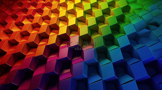 3d 彩虹六边形 web 图案墙背景