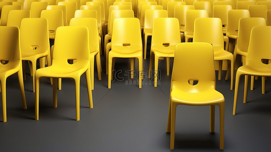 以 3d 黄色椅子脱颖而出，说明职位空缺业务招聘和招聘概念