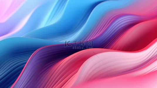 模糊圆形背景图片_抽象的蓝色和粉红色波浪 3d 背景