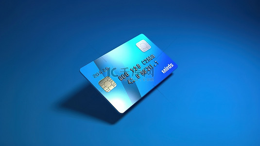 蓝色背景上简约 3D 渲染的信用卡