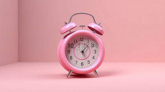 苏醒背景图片_一个简单的粉红色闹钟的 3d 渲染