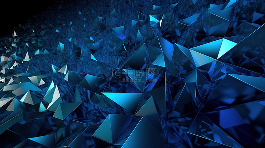 3d 渲染中的抽象蓝色三角形背景